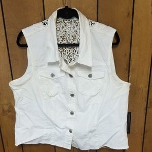 Maurice's Jean Vest with Crochet design on back
